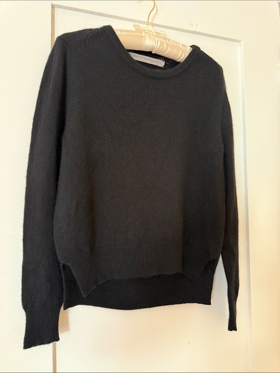 Raquel Allegra Sweaters - Raquel Allegra Cashmere Black Women's Crewneck Sweater - distressed back